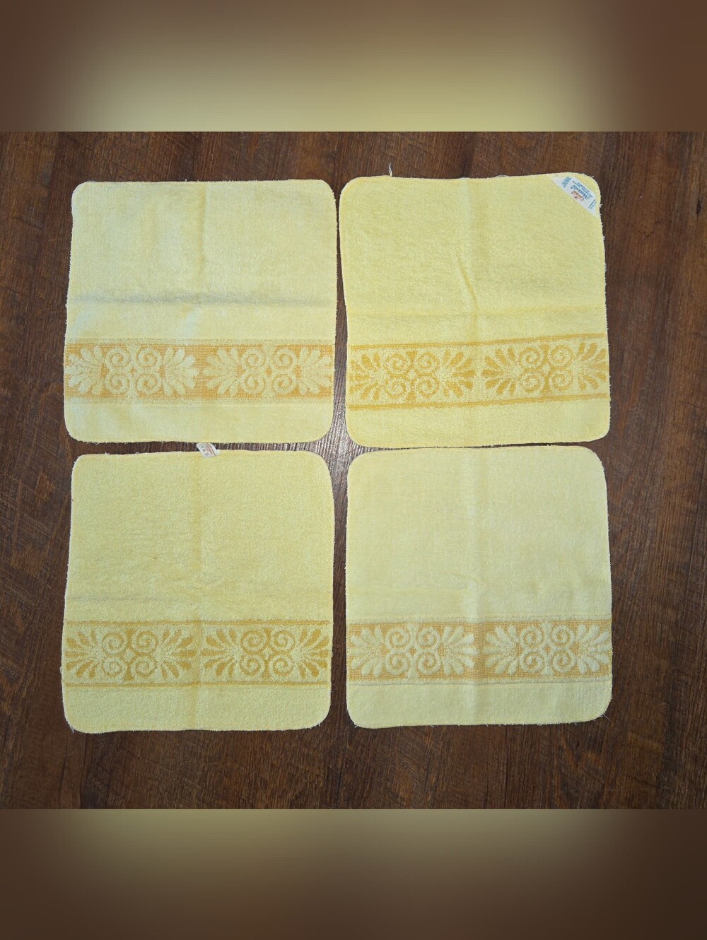 Vintage Cannon Monticello Santa Cruz Yellow Washcloths Set Of 4 NWOT